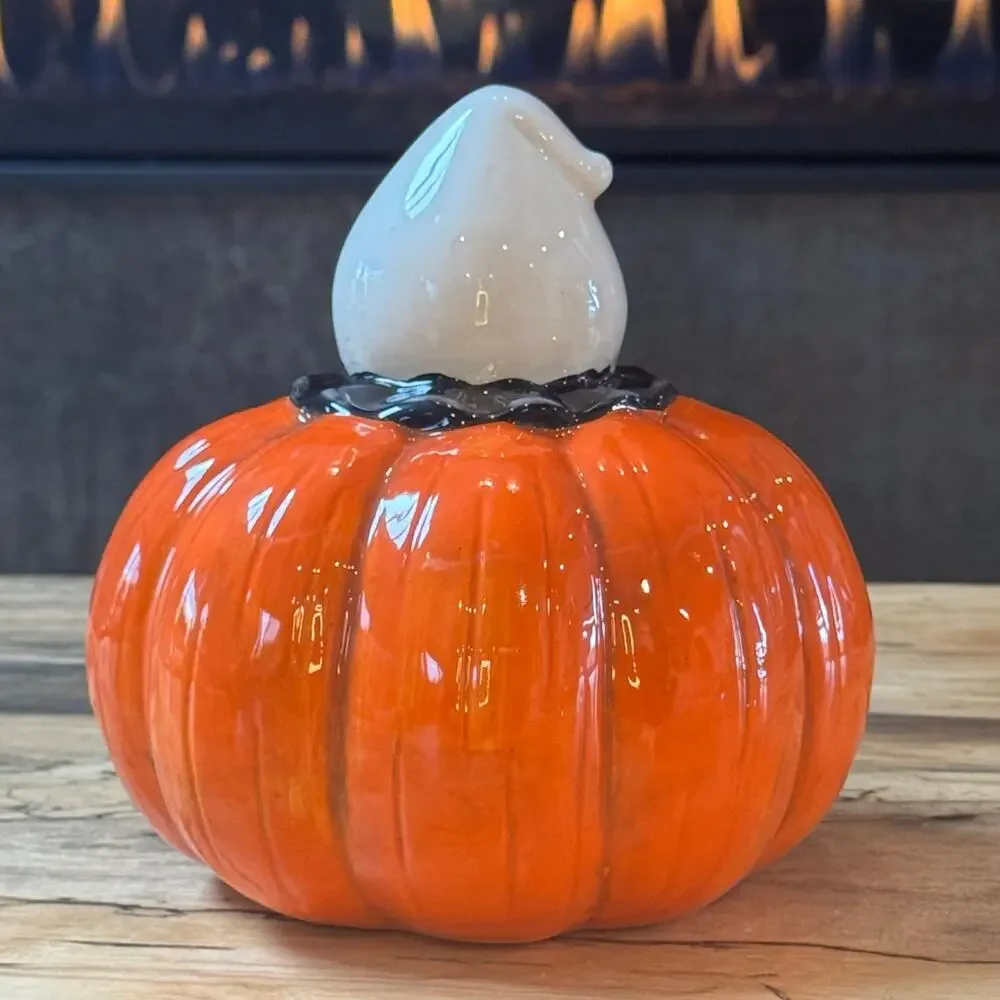 Johanna Parker Halloween Ghost & Jack-o-Lantern Ceramic Treat Bowl Candy Bowl